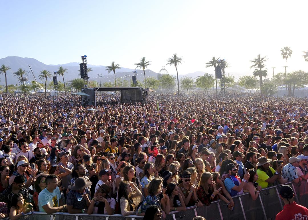 A view of the crowd during Day 1 of the 2018 Coachella Valley Music and Arts Festival Weekend in Indio, California.