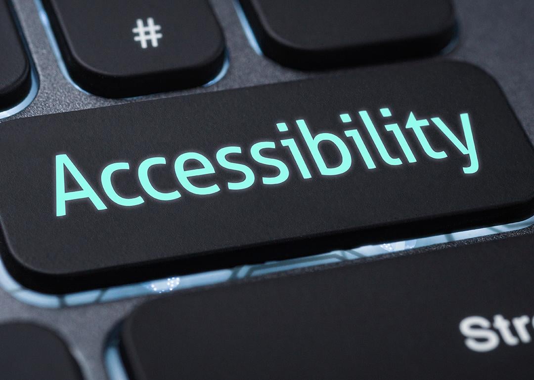 An illuminated keyboard cap labeled with Accessibility. 