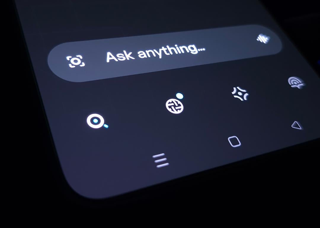 Close up image of Perplexity app's prompt screen.