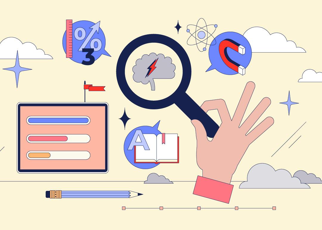 A vector illustration showing a microlearning approach and related fast education icons.
