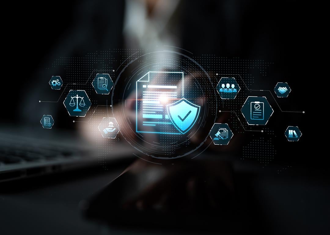 Concept illustration of compliance system software.