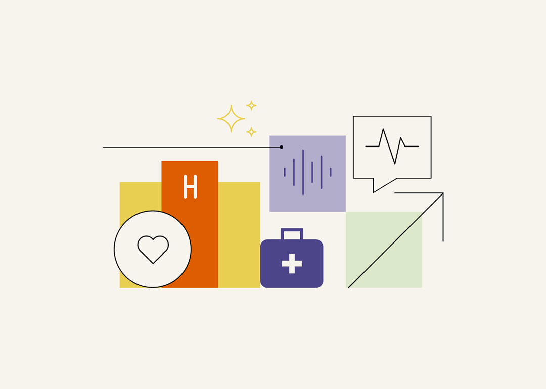 Vector illustration for the concept of voice AI in healthcare.