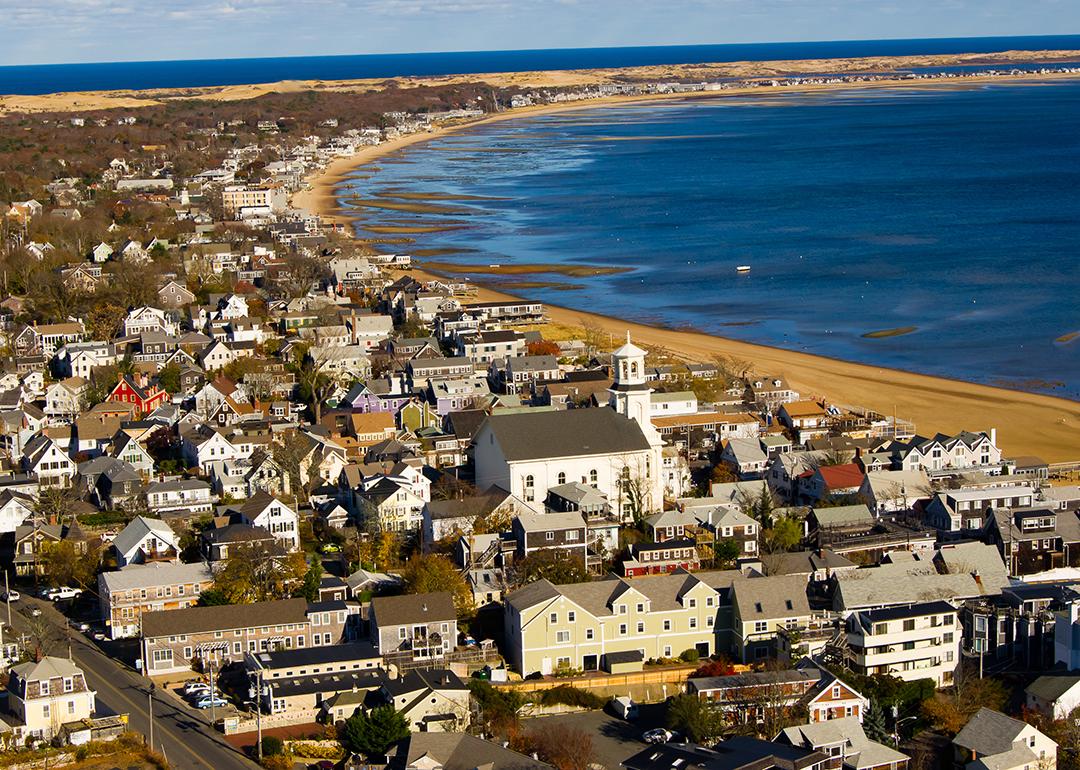 A beach view of a seashore in Cape Cod, Massachusetts, USA.