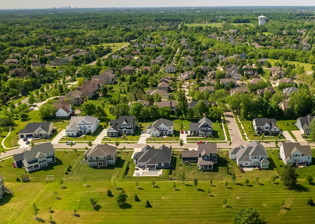 Aerial view of residential homes in Columbus, Ohio.