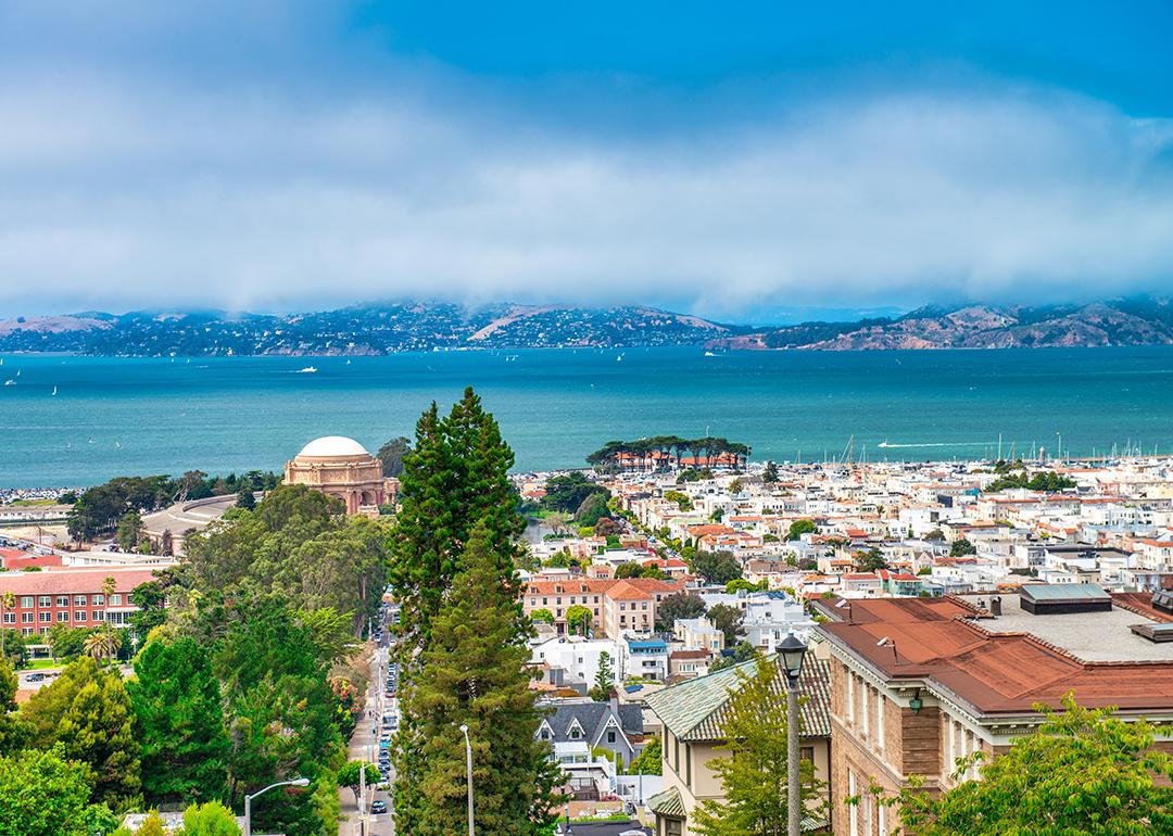 Aerial view of the Lyon Street steps in San Francisco, California.
