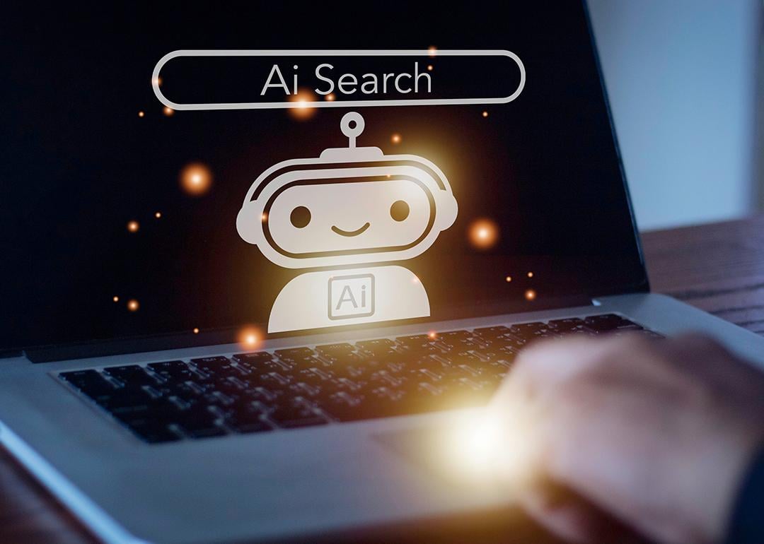An AI search and a digital chatbot from a laptop screen used by an analyst.