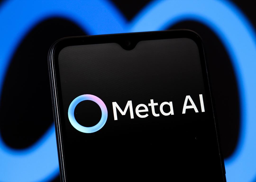 A Meta AI logo seen displayed in a smartphone screen. 