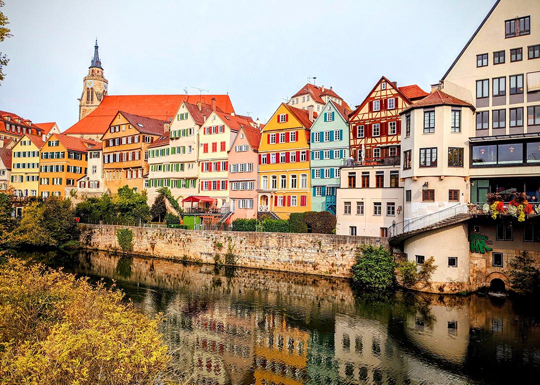 The Neckarfront in Tübingen, Germany during fall.