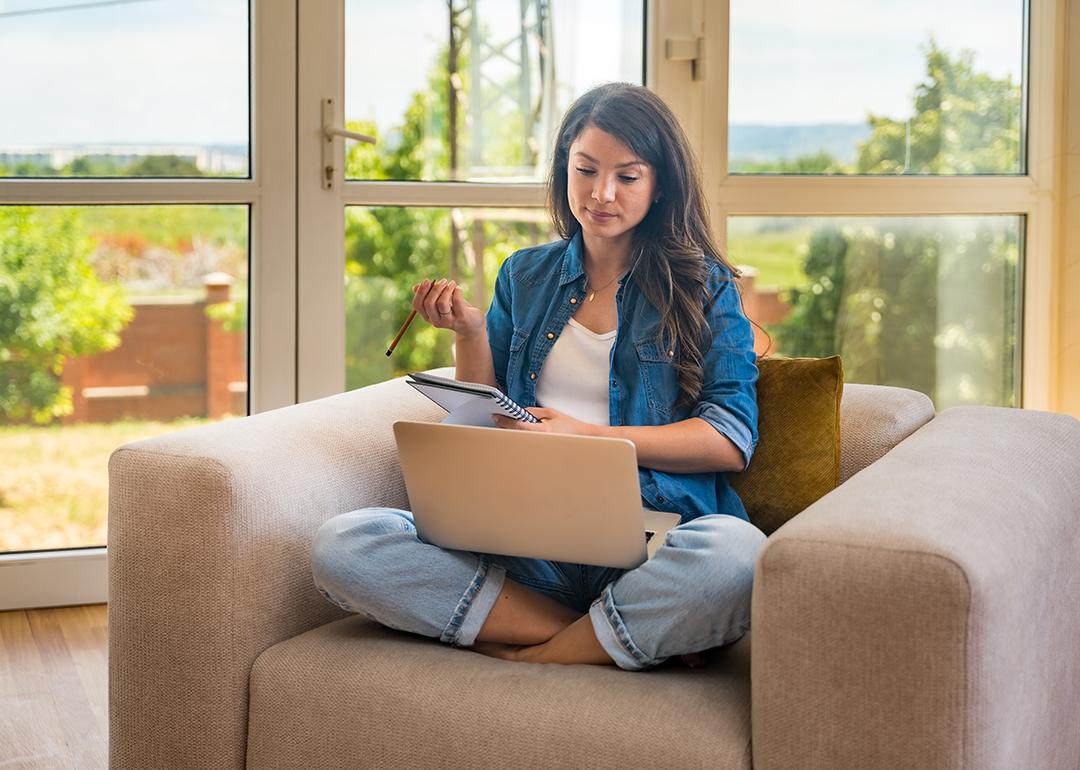 A female therapist working from home.