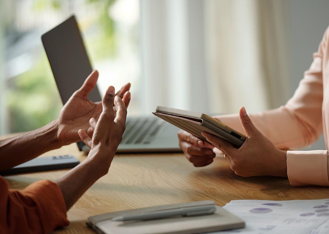 HR manager interviews a candidate.