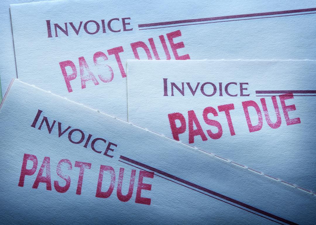 Invoice statements with past due markings indicating overdue payments.