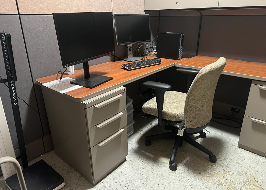 An empty office cubicle.