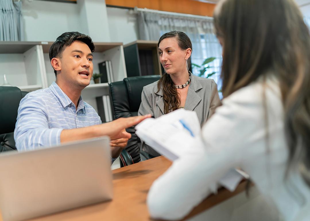 A client in disagreement with a business agent.