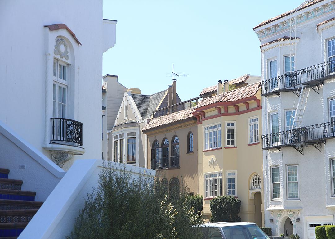 Houses in the Marina District neighborhood in San Francisco, California, USA.