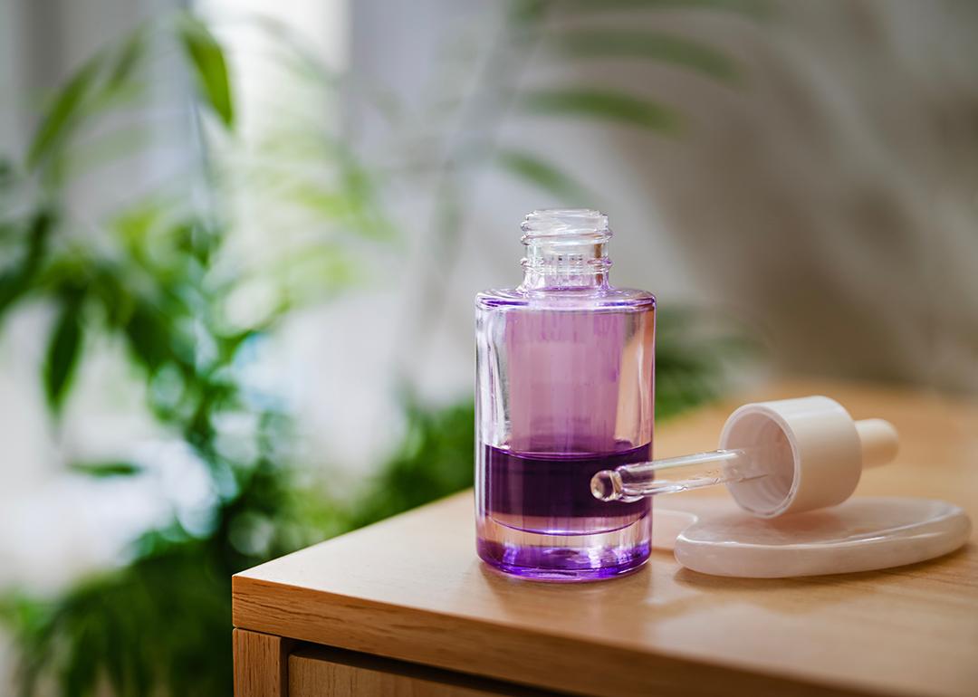 Bakuchiol, a plant-based alternative to retinol, face serum in a glass bottle.