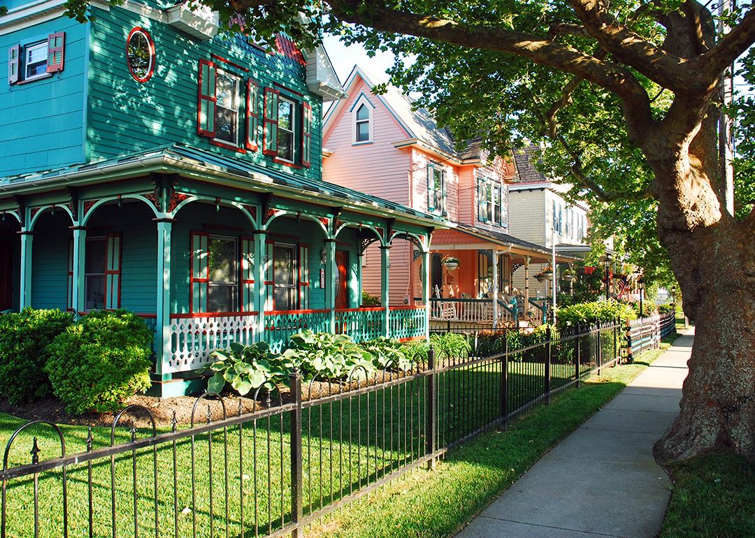 A street of Victorian-style houses in Cape May, New Jersey, USA.