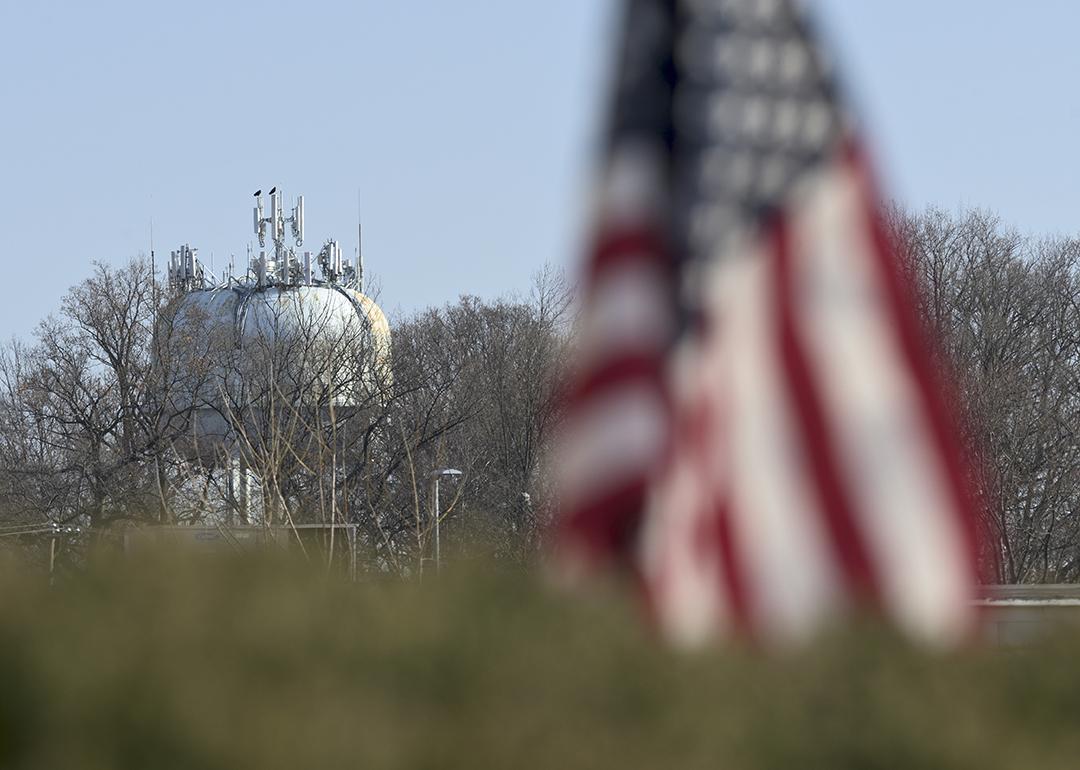 A water tower near the former Naval Air Station Joint Reserve Base Willow Grove in Montgomery County, Pennsylvania.