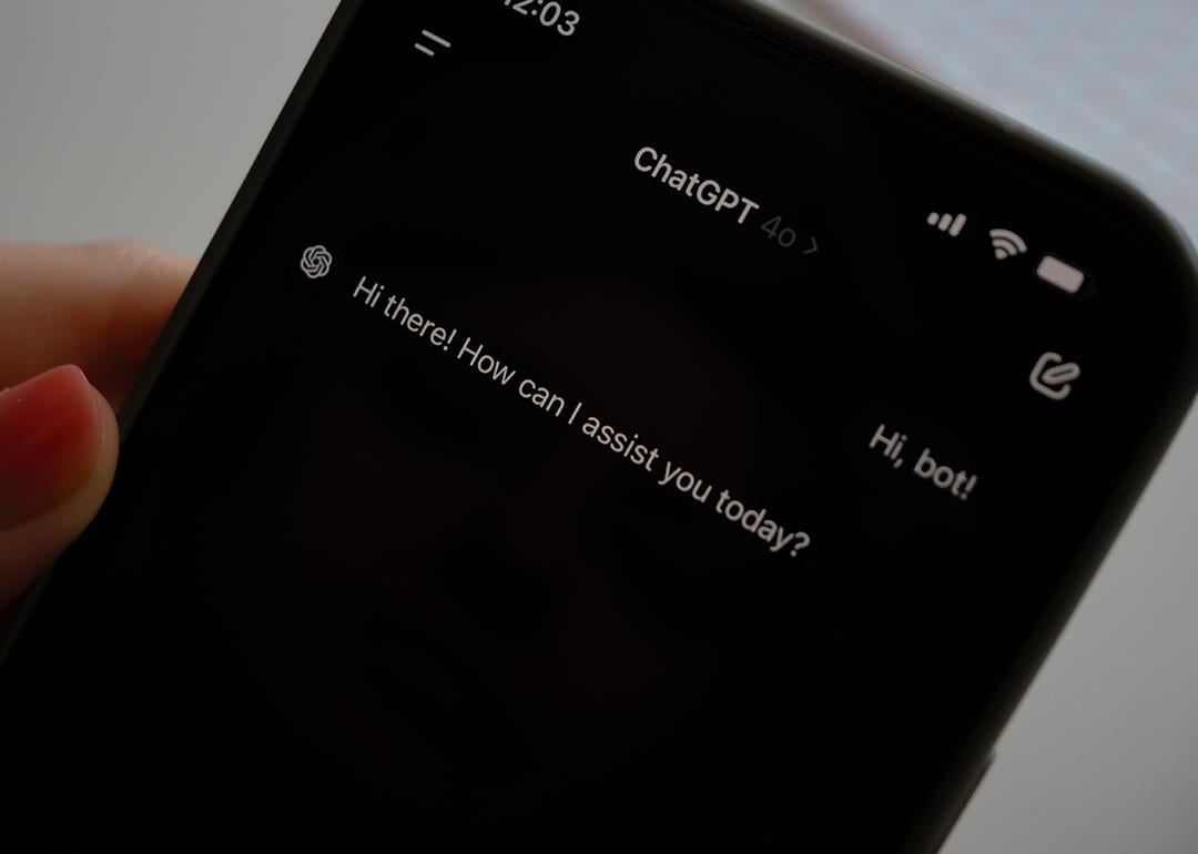 ChatGPT's starting dialogue displayed on a smartphone.