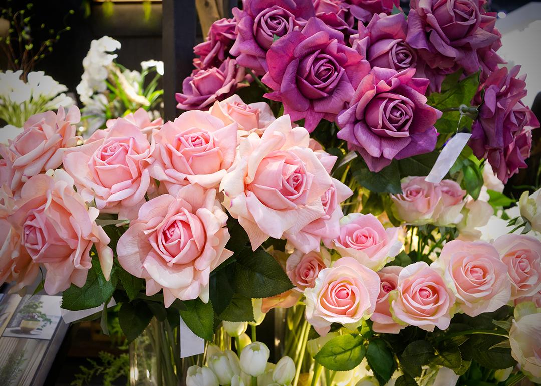 Bouquets of pink roses.