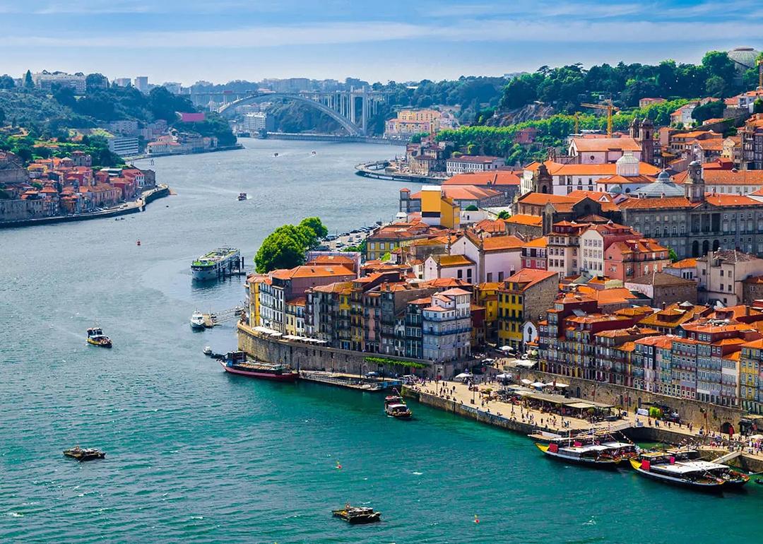 A scenic view of Porto, Portugal along the Douro River.