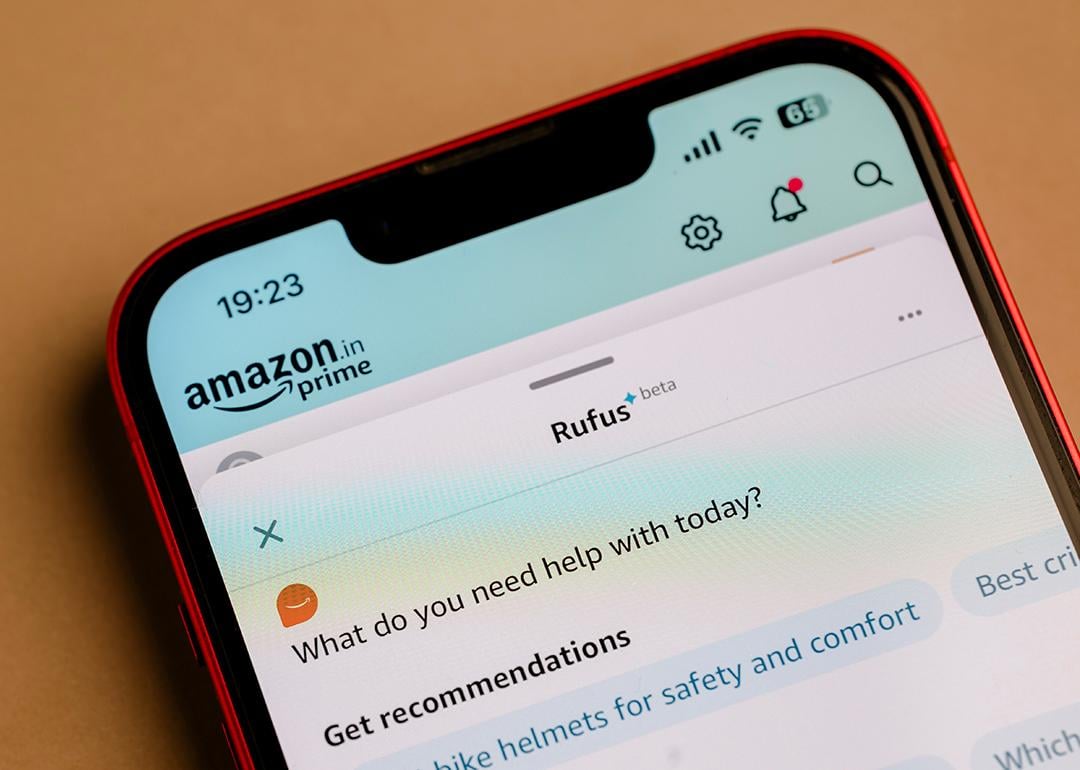 Amazon's Rufus, a new generative AI-powered shopping assistant, displayed from a mobile app in a smartphone