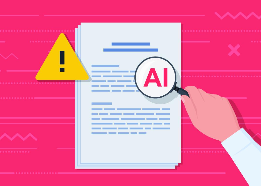 Vector illustration depicting AI detection in checking documents.