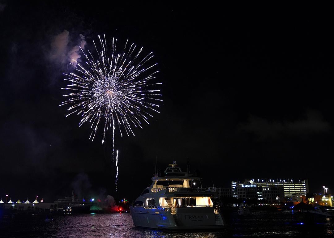 Fireworks display at the Bayfront Park in Miami, Florida.