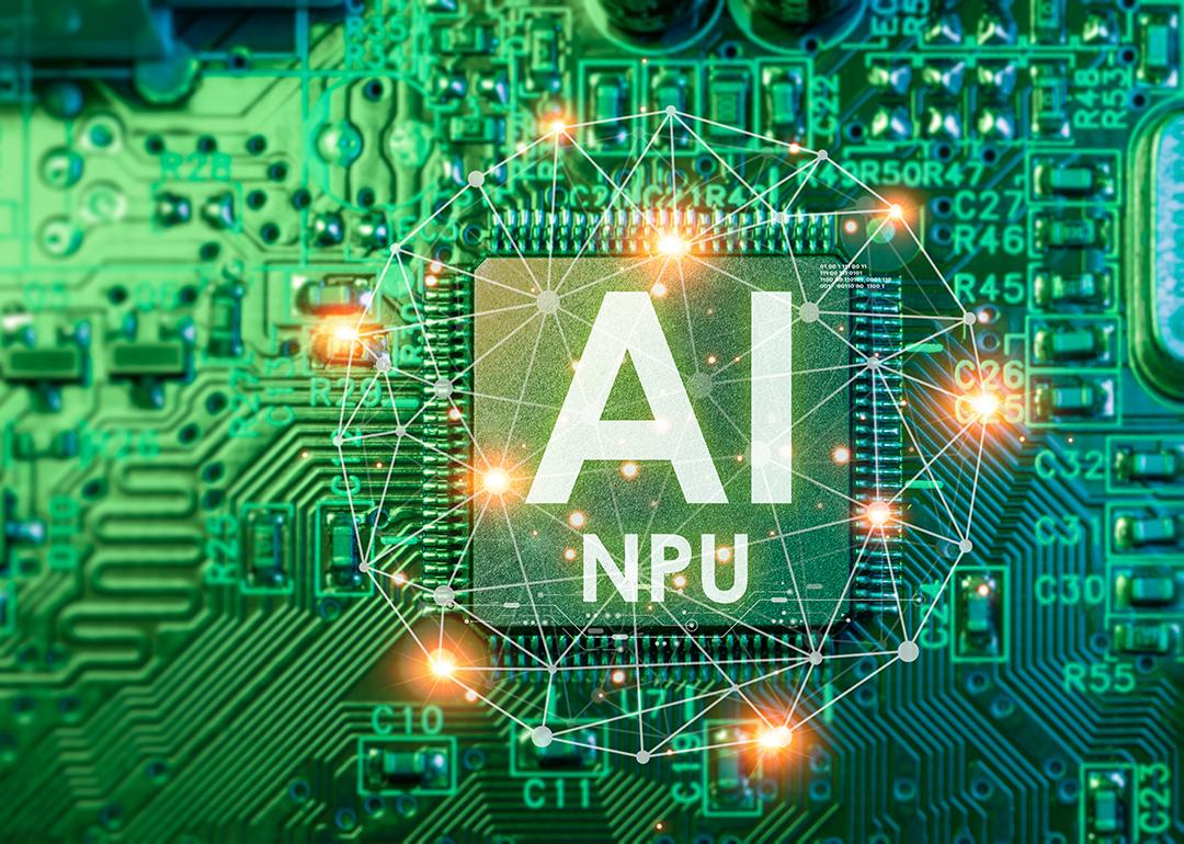 AI chip in a circuit board's central processing unit. 