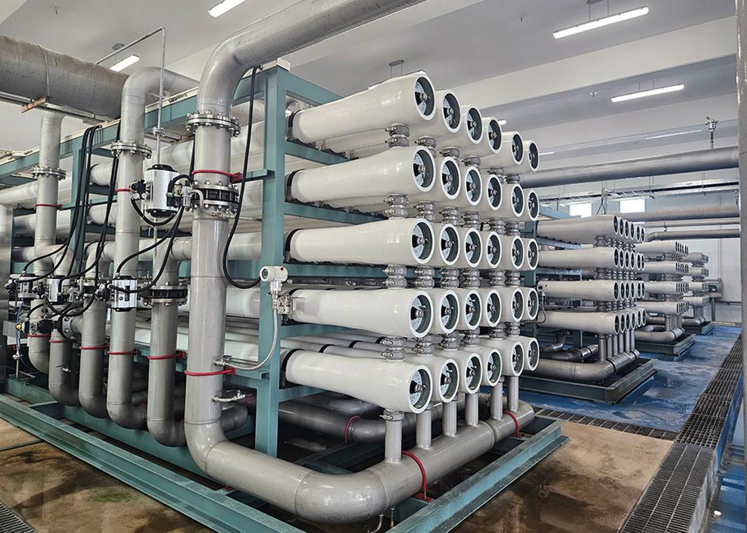 Membrane-based water plants housed in a filtration facility.