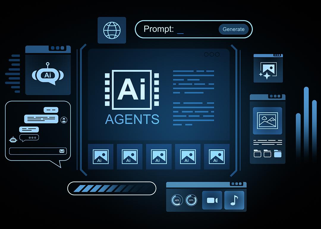 An AI agent's interface with futuristic digital elements. 
