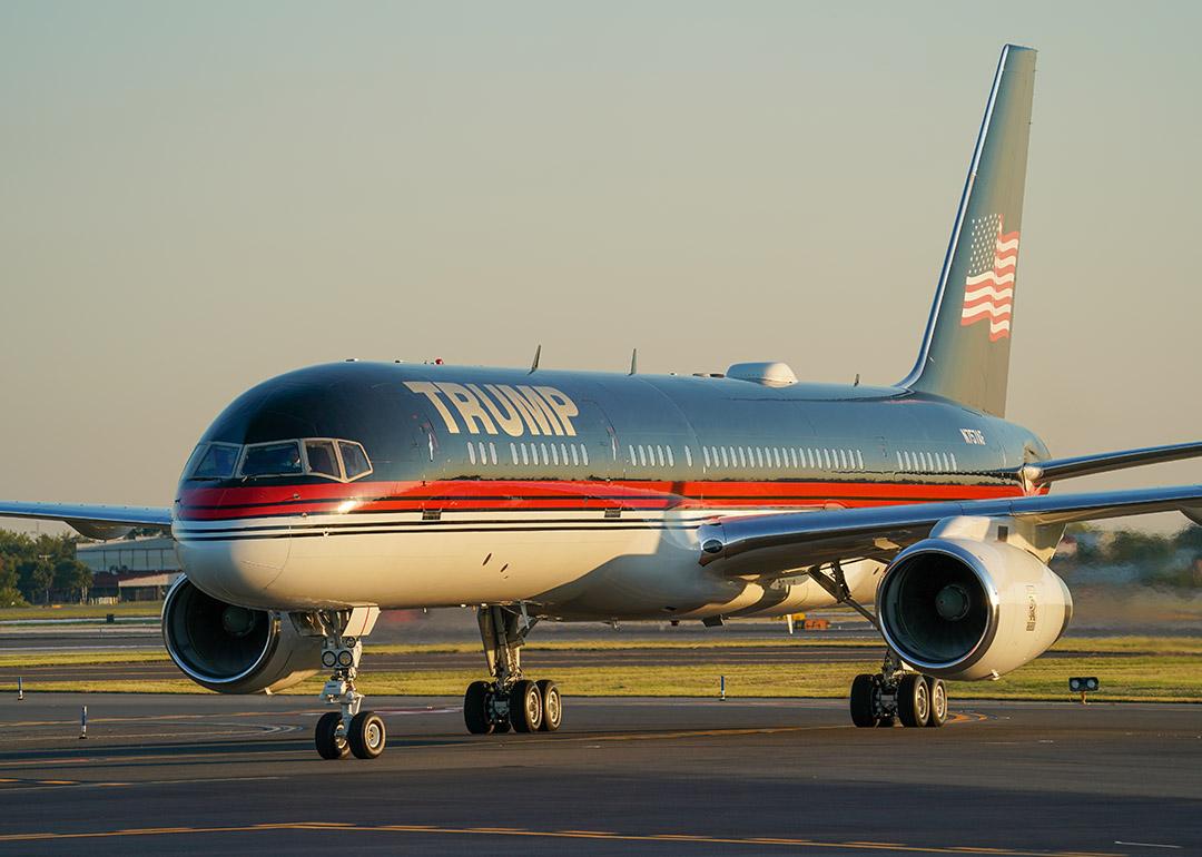 Trump Organization's Boeing 757, nicknamed as Trump Force One, arriving at the Philadelphia International Airport with U.S. President Donald Trump inside in Philadelphia, Pennsylvania, USA.