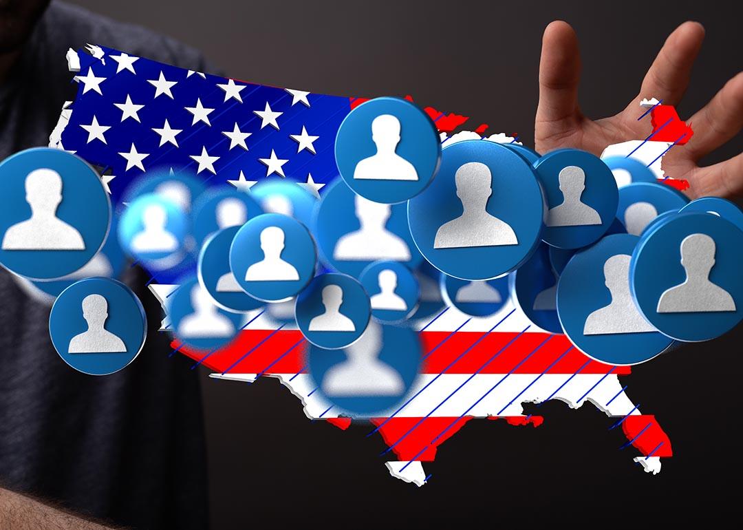 An illustration representing citizens' data and connections across the United States.