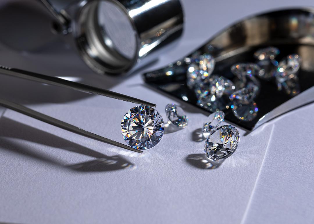 Synthetically grown diamonds of various cuts