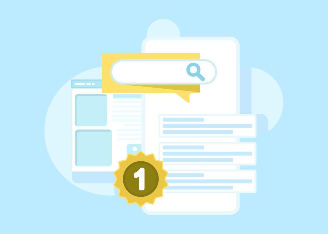 A vector illustration showing conceptual graphics of optimizing search engines.