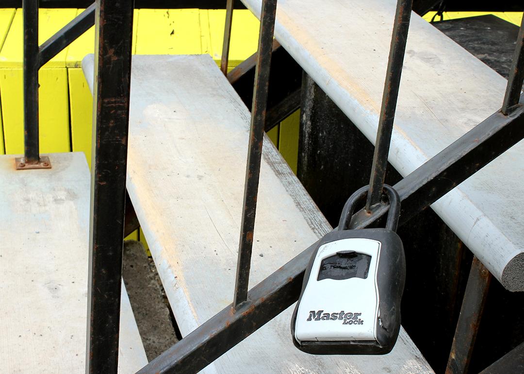 A keysafe lock installed for an Airbnb or short term rental property.