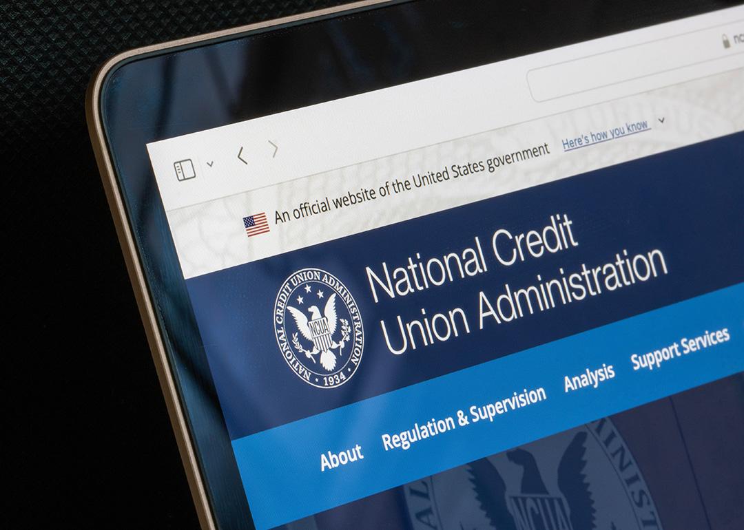 A website homepage of the United States' National Credit Union Administration displayed from a laptop screen.