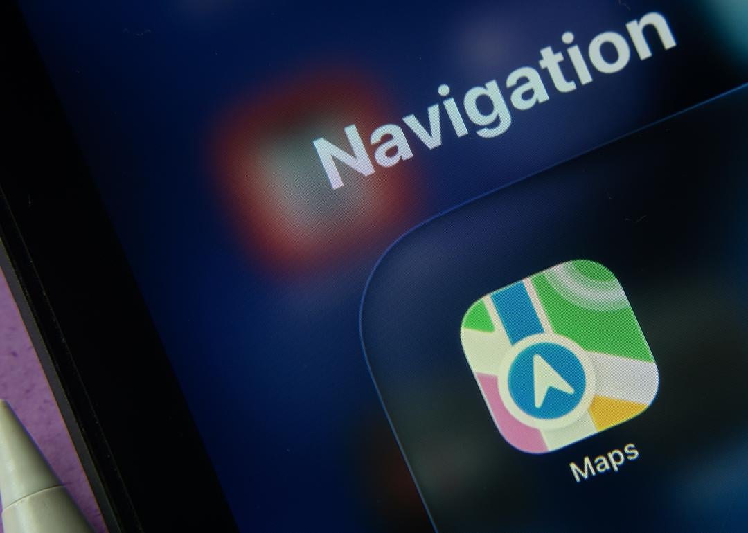 Icon of Apple maps on an iPad screen.
