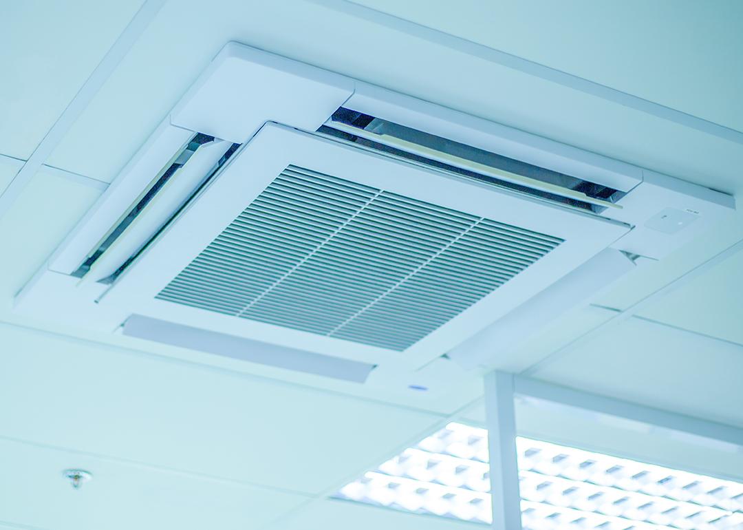A ceiling air conditioning unit in an office.