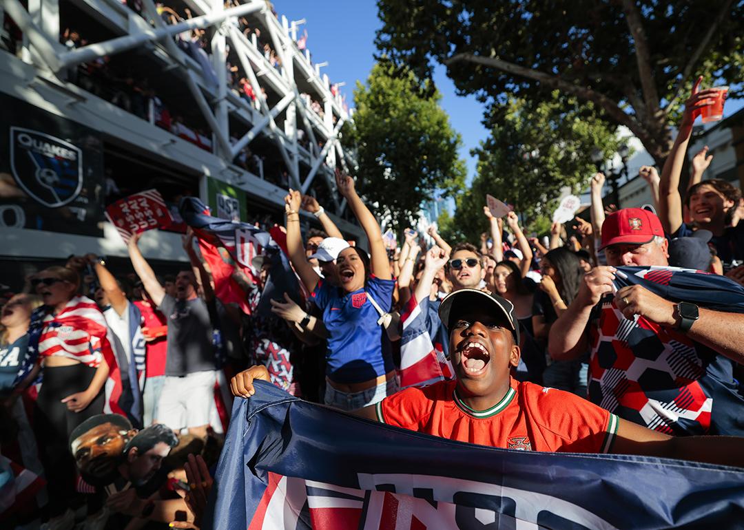 Soccer fans gather and cheer to watch USA vs. Bosnia and Herzegovina for Round 32 of the 2026 FIFA World Cup.