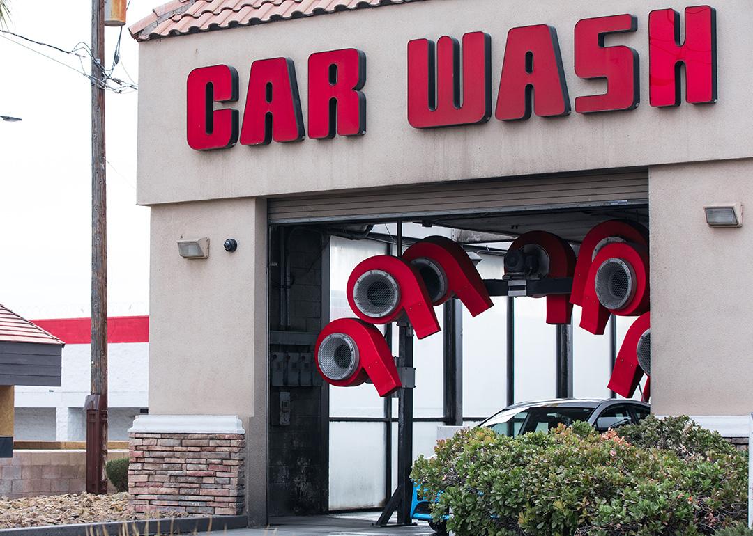 An exit point of a car wash shop in Las Vegas, Nevada, USA.