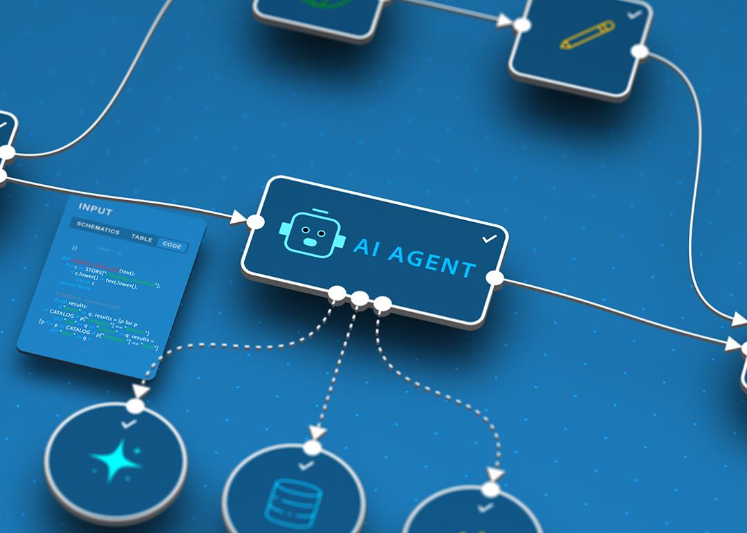 A conceptual graphic of AI agentic workflow in code systems.