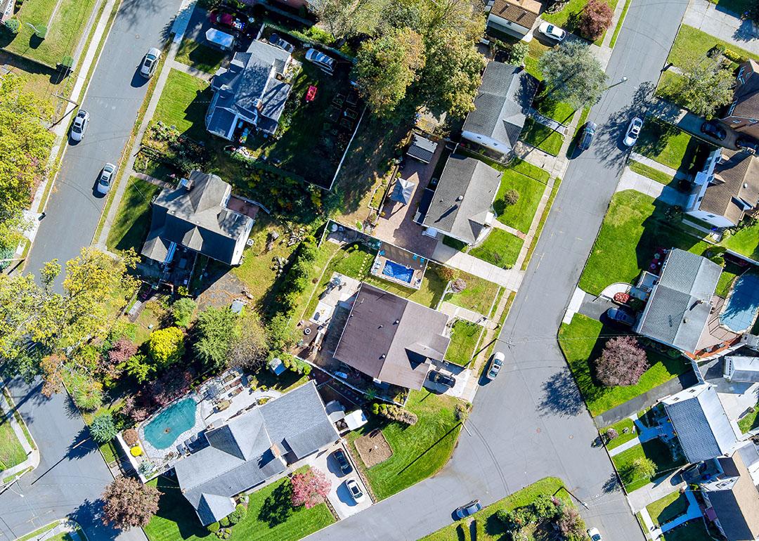 Aerial view of a residential area in New Jersey.