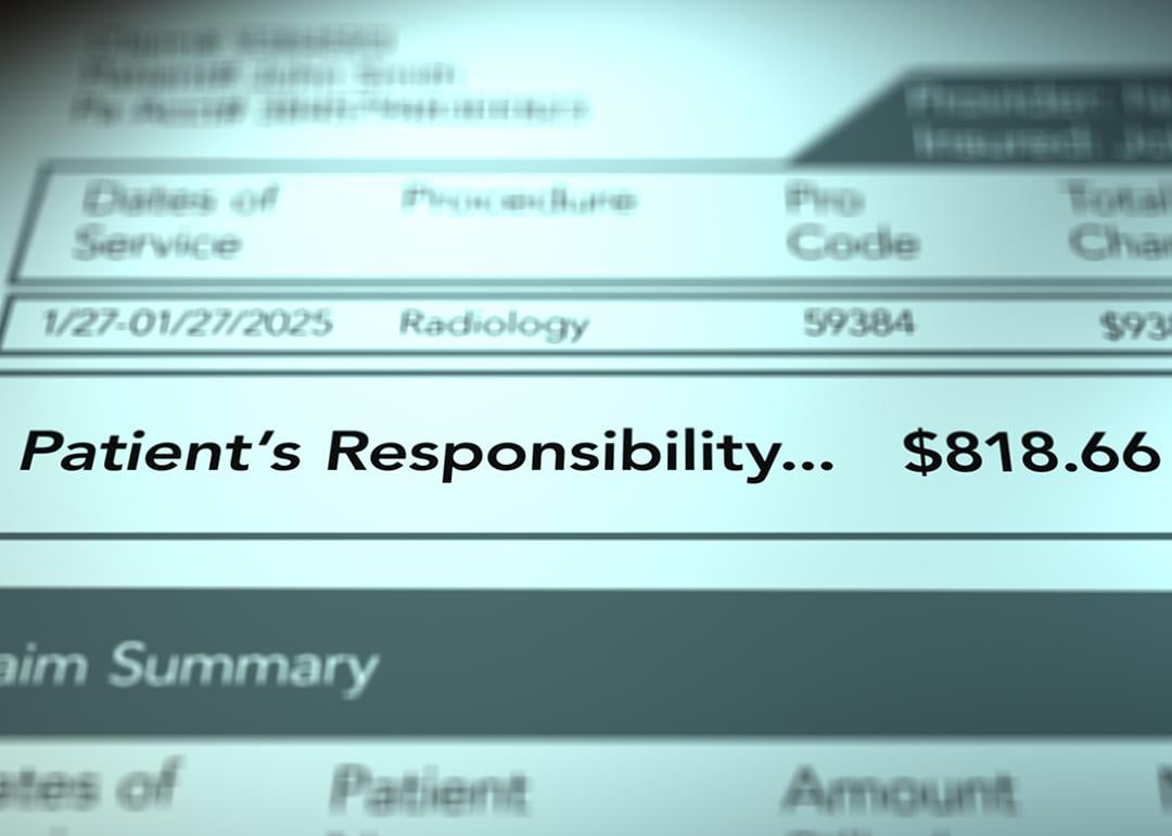 Close up on a patient's medical total bill price.