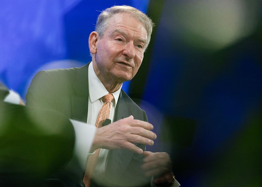 Chairman of the US Securities and Exchange Commission (SEC) Paul S. Atkins speaks during the first day of the 2026 Spring Meetings at IMF headquarters in Washington, DC on April 13, 2026.