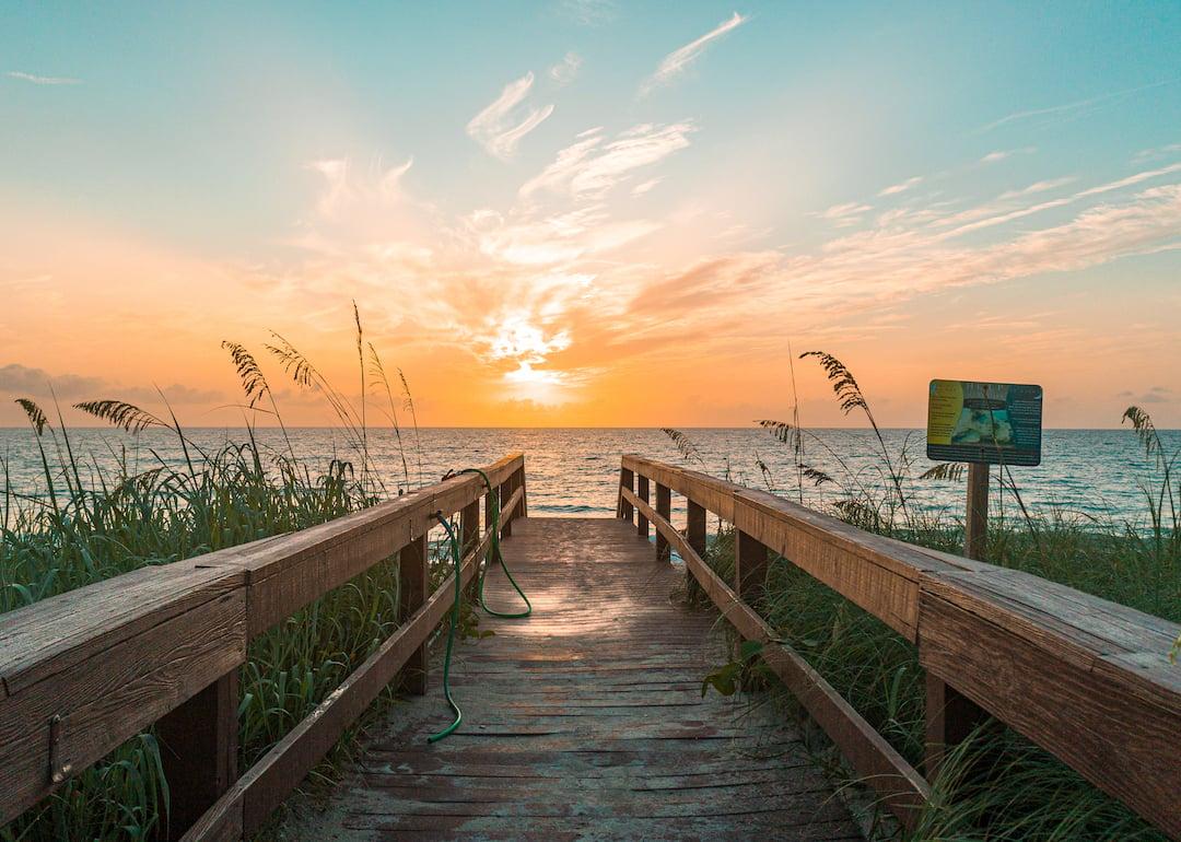 The beach trail through the sand dunes in Jensen Beach, Florida.