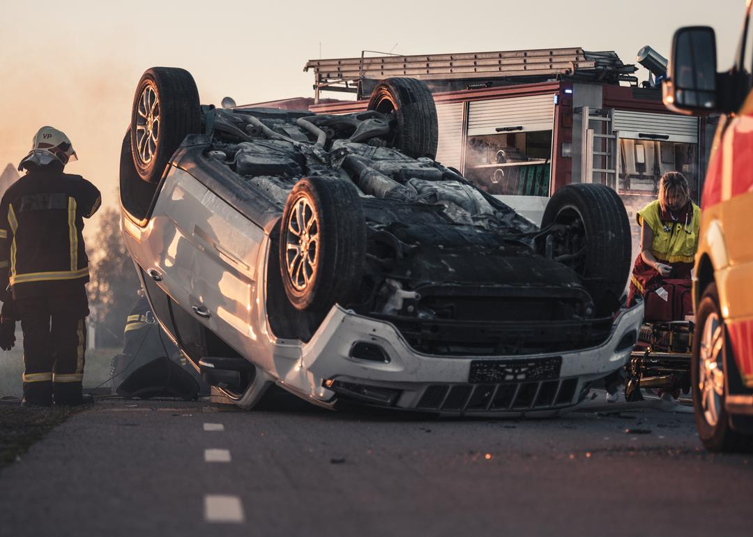 Emergency responders at a fatal car accident