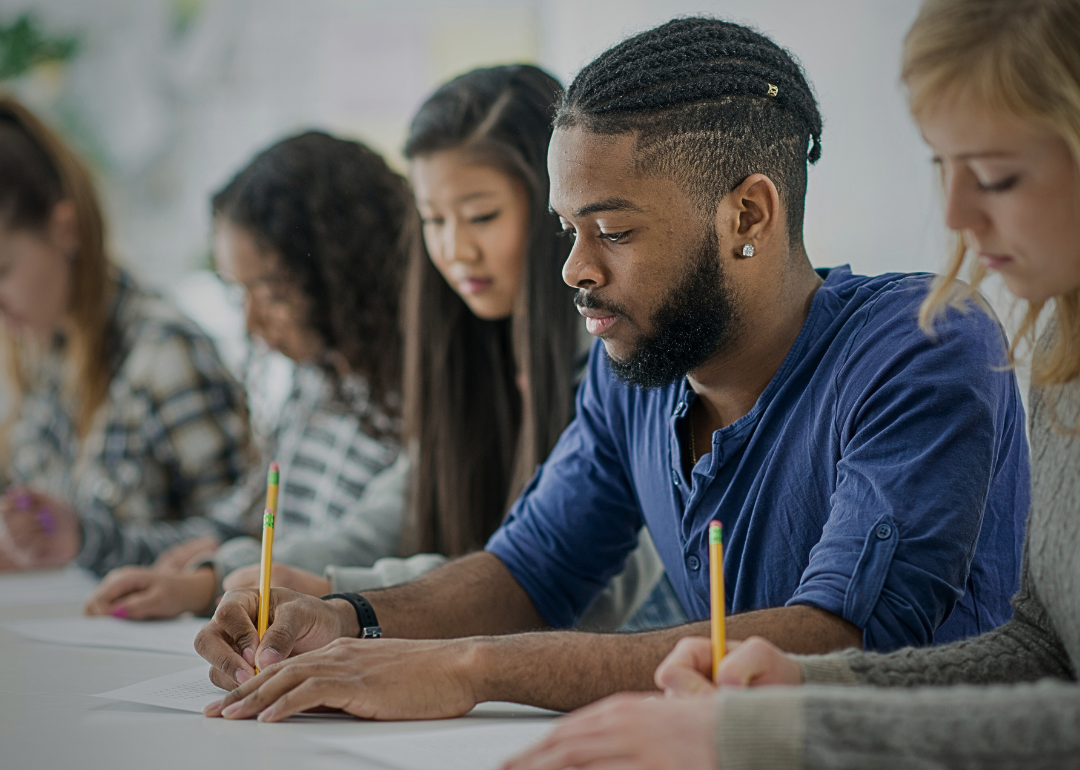 Students taking a test.