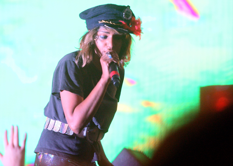 M.I.A. performs in concert.