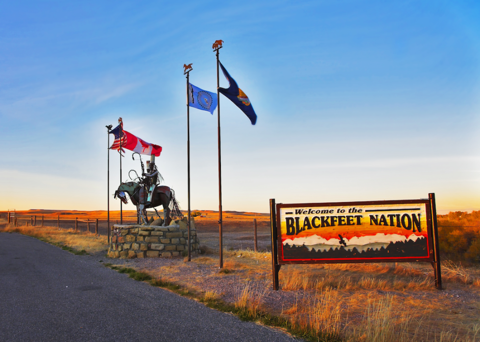 Sign at entrance to Blackfeet Nation Reservation.