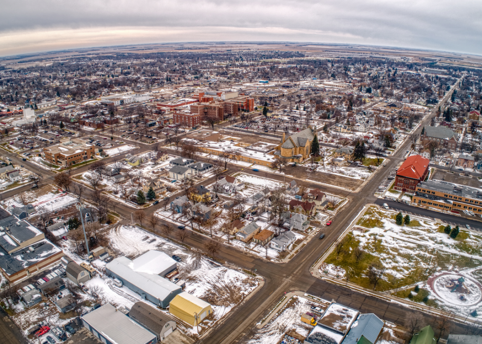 An aerial view of Aberdeen in winter.